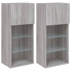 vidaXL Muebles de TV con luces LED 2 uds gris Sonoma 40,5x30x90 cm