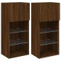 vidaXL Muebles de TV con luces LED 2 uds marrón roble 40,5x30x90 cm