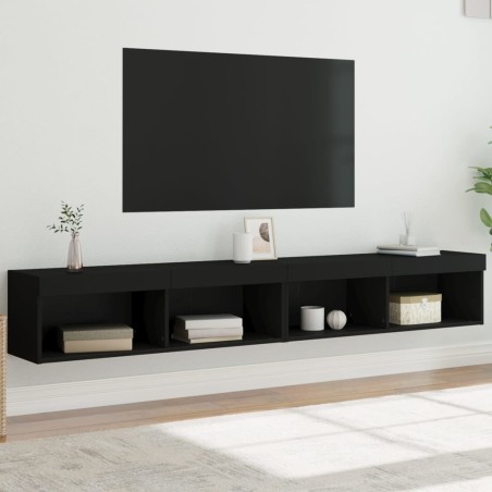 vidaXL Muebles de TV con luces LED 2 uds negro 100x30x30 cm