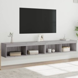 vidaXL Muebles de TV con luces LED 2 uds gris Sonoma 100x30x30 cm