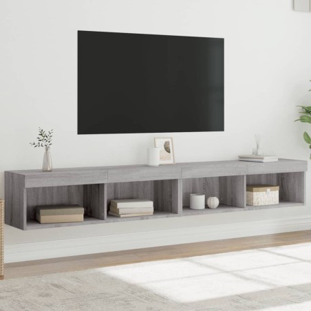 vidaXL Muebles de TV con luces LED 2 uds gris Sonoma 100x30x30 cm