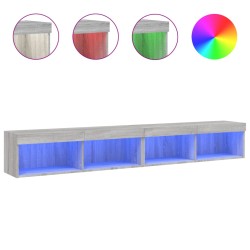 vidaXL Muebles de TV con luces LED 2 uds gris Sonoma 100x30x30 cm