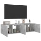 vidaXL Muebles TV de pared luces LED 2 uds gris hormigón 60x35x31 cm vidaXL Muebles TV de pared luces LED 2 uds gris hormigón 60x35x31 cm
