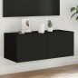 vidaXL Mueble de TV de pared con luces LED negro 80x35x31 cm