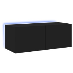 vidaXL Mueble de TV de pared con luces LED negro 80x35x31 cm