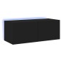 vidaXL Mueble de TV de pared con luces LED negro 80x35x31 cm
