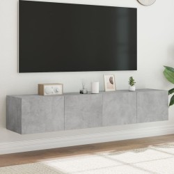 vidaXL Muebles TV de pared luces LED 2 uds gris hormigón 80x35x31 cm