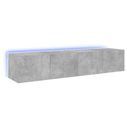 vidaXL Muebles TV de pared luces LED 2 uds gris hormigón 80x35x31 cm