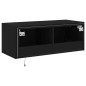 vidaXL Mueble de TV de pared con luces LED negro 80x35x31 cm