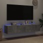 vidaXL Muebles TV de pared luces LED 2 uds gris hormigón 80x35x31 cm vidaXL Muebles TV de pared luces LED 2 uds gris hormigón 80x35x31 cm