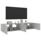 vidaXL Muebles TV de pared luces LED 2 uds gris hormigón 80x35x31 cm vidaXL Muebles TV de pared luces LED 2 uds gris hormigón 80x35x31 cm