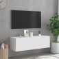 vidaXL Mueble de TV de pared con luces LED blanco 100x35x31 cm