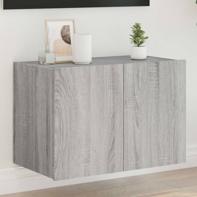 vidaXL Mueble de TV de pared con luces LED gris Sonoma 60x35x41 cm vidaXL Mueble de TV de pared con luces LED gris Sonoma 60x35x41 cm