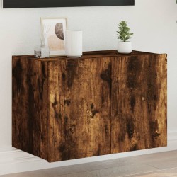 vidaXL Mueble de TV de pared con luces LED roble ahumado 60x35x41 cm