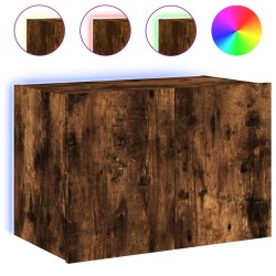 vidaXL Mueble de TV de pared con luces LED roble ahumado 60x35x41 cm