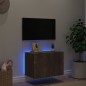 vidaXL Mueble de TV de pared con luces LED roble ahumado 60x35x41 cm vidaXL Mueble de TV de pared con luces LED roble ahumado 60x35x41 cm