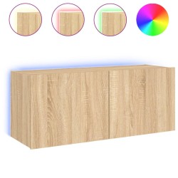 vidaXL Mueble de TV de pared con luces LED roble Sonoma 100x35x41 cm