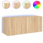 vidaXL Mueble de TV de pared con luces LED roble Sonoma 100x35x41 cm