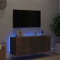 vidaXL Mueble de TV de pared con luces LED roble ahumado 100x35x41 cm