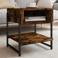 vidaXL Mesa de centro madera de ingeniería roble ahumado 40x40x45 cm