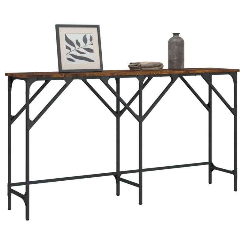 vidaXL Mesa consola madera de ingeniería roble ahumado 140x29x75 cm vidaXL Mesa consola madera de ingeniería roble ahumado 140x29x75 cm