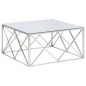 vidaXL Mesa de centro plateada acero inoxidable y vidrio templado vidaXL Mesa de centro plateada acero inoxidable y vidrio templado