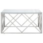 vidaXL Mesa de centro plateada acero inoxidable y vidrio templado vidaXL Mesa de centro plateada acero inoxidable y vidrio templado