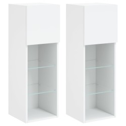 vidaXL Muebles de TV con luces LED 2 uds blanco 30,5x30x90 cm