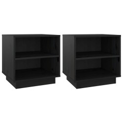 vidaXL Mesitas de noche 2 uds madera maciza de pino negro 40x34x40 cm