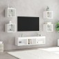 vidaXL Muebles de TV de pared con LED 7 pzas madera ingeniería blanco vidaXL Muebles de TV de pared con LED 7 pzas madera ingeniería blanco
