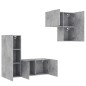 vidaXL Muebles de TV de pared 4 pzas madera ingeniería gris hormigón vidaXL Muebles de TV de pared 4 pzas madera ingeniería gris hormigón