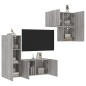 vidaXL Muebles de TV de pared 4 pzas madera de ingeniería gris Sonoma vidaXL Muebles de TV de pared 4 pzas madera de ingeniería gris Sonoma