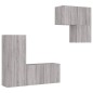 vidaXL Muebles de TV de pared 4 pzas madera de ingeniería gris Sonoma vidaXL Muebles de TV de pared 4 pzas madera de ingeniería gris Sonoma