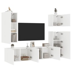 vidaXL Muebles de TV de pared 5 piezas madera de ingeniería blanco