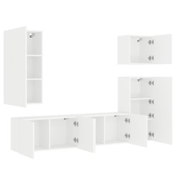 vidaXL Muebles de TV de pared 5 piezas madera de ingeniería blanco