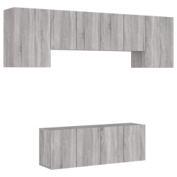 vidaXL Muebles de TV de pared 6 pzas madera de ingeniería gris Sonoma