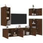 vidaXL Muebles de TV de pared 5 pzas madera de ingeniería marrón roble