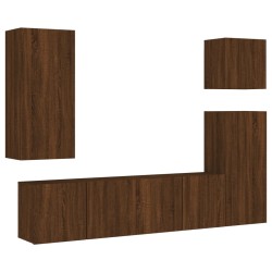 vidaXL Muebles de TV de pared 5 pzas madera de ingeniería marrón roble