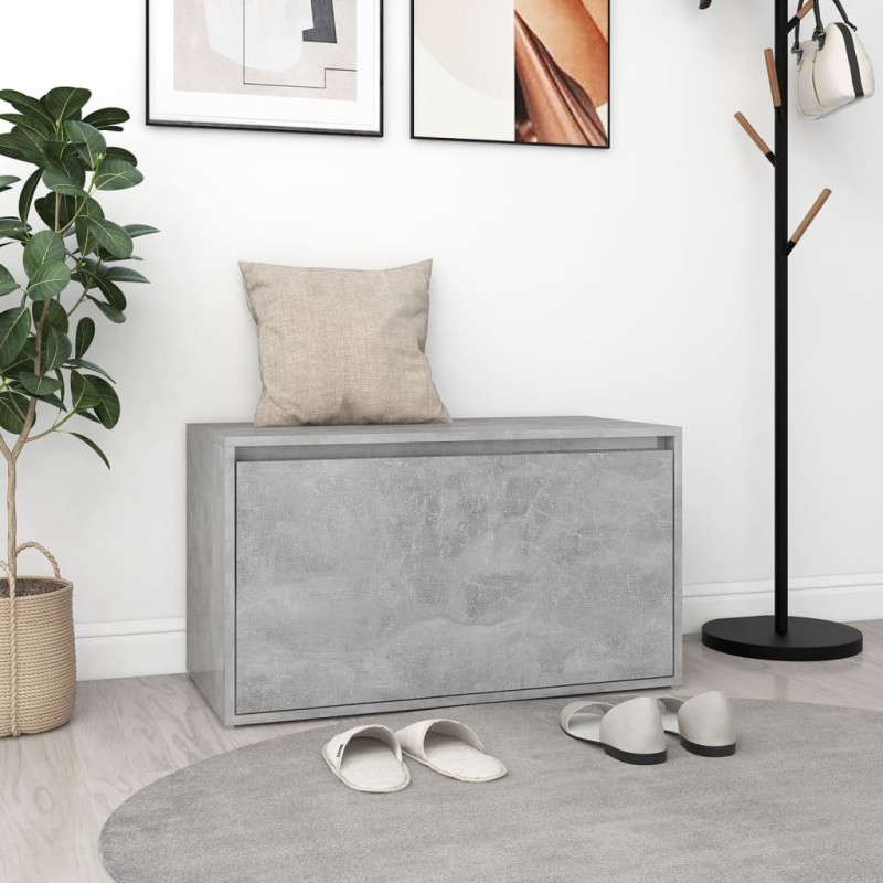 vidaXL Banco de pasillo madera de ingeniería gris hormigón 80x40x45 cm vidaXL Banco de pasillo madera de ingeniería gris hormigón 80x40x45 cm