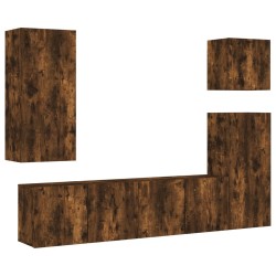 vidaXL Muebles de TV de pared 5 pzas madera ingeniería roble ahumado