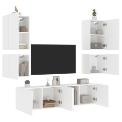 vidaXL Muebles de TV de pared 6 piezas madera de ingeniería blanco