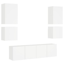 vidaXL Muebles de TV de pared 6 piezas madera de ingeniería blanco
