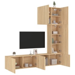 vidaXL Muebles de TV de pared 5 pzas madera de ingeniería roble Sonoma
