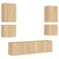 vidaXL Muebles de TV de pared 6 pzas madera de ingeniería roble Sonoma vidaXL Muebles de TV de pared 6 pzas madera de ingeniería roble Sonoma
