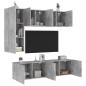 vidaXL Muebles de TV de pared 5 pzas madera ingeniería gris hormigón