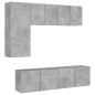 vidaXL Muebles de TV de pared 5 pzas madera ingeniería gris hormigón