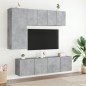 vidaXL Muebles de TV de pared 5 pzas madera ingeniería gris hormigón