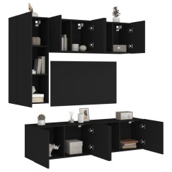 vidaXL Muebles de TV de pared 5 piezas madera de ingeniería negro