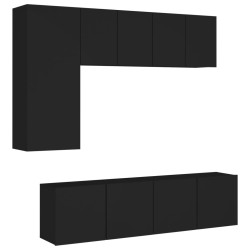 vidaXL Muebles de TV de pared 5 piezas madera de ingeniería negro