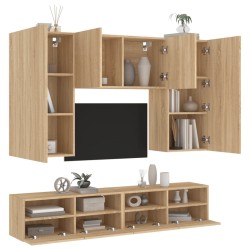 vidaXL Muebles de TV de pared 5 pzas madera de ingeniería roble Sonoma